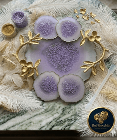 Customized resin serving tray and coaster set Customized resin serving tray and coaster set