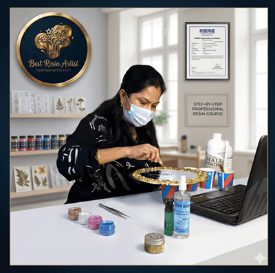 Resin art workshops and online classes by The Art Galaxy Online resin art class and workshop conducted by Shilpa Amit Shrivastava for students