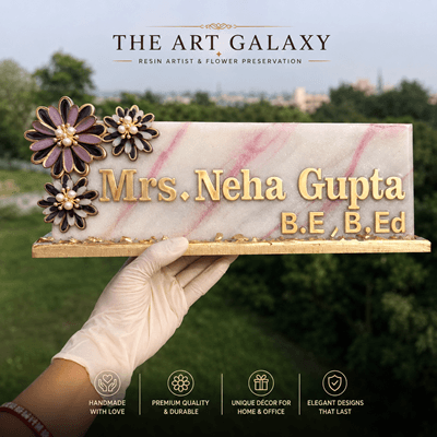 Custom table nameplate with flowers handmade by Shilpa Amit Shrivastava Custom table nameplate with flowers handmade by Shilpa Amit Shrivastava
